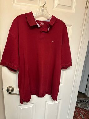 Tommy Hilfiger Men's Deep Red Polo with Subtle Logo